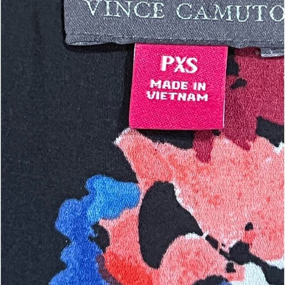Vince Camuto Petite Black Floral V-Neck Pullover Flowy Blouse Top size XS - Picture 7 of 8